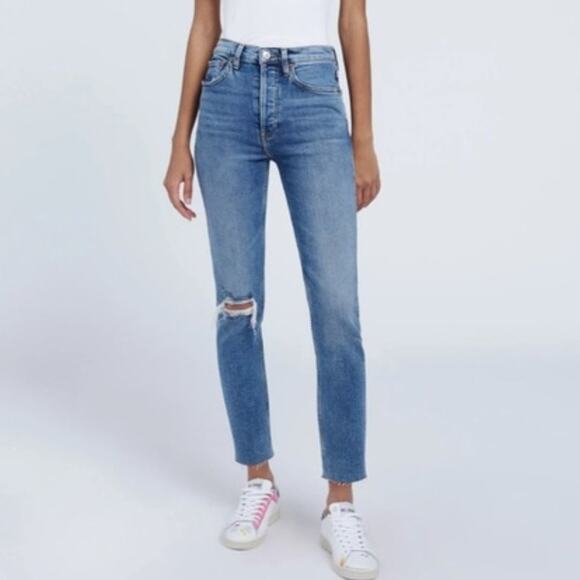 Re/Done Denim - RE/DONE 90s High-Rise Ankle Crop in Medium Worn 31 Size 26